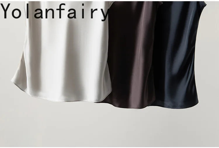 YOLANFAIRY 93% Real Mulberry Silk Camis Woman Clothing 2026 High Quality Silk Satin Tops Women's Tanks Top Sleeveless Basicwear