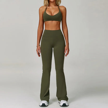 Hearuisavy Women's Running Comfort 2Pcs Sports Pants Set High Waist Push Up Workour Sportswear Casual Cycling Jogging Yoga Bras