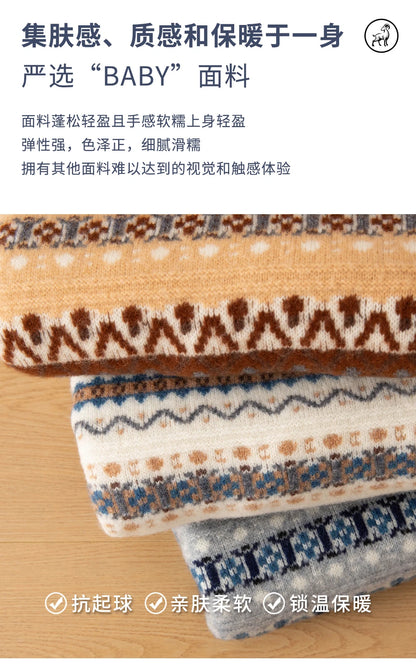 Autumn/Winter New Men's Sweater Jumper 100% Pure Wool Knitt Half High Neck Pullover Business Casual Jacquard Thickened Menswear