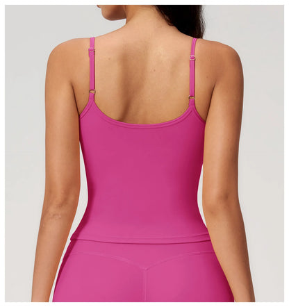 Hearuisavy Women Shockproof Sexy Yoga Tank Top Running Gym Vest Removable Breast Pads Fitness Quick Dry Sports Sleeveless Top