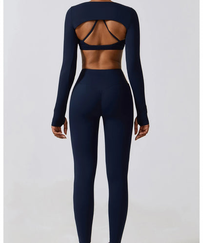 Customized LOGO women's autumn and winter tight yoga clothes quick-drying sports and thin fitness clothes three-piece set