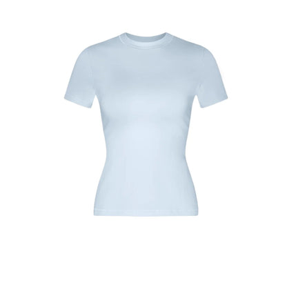 Custom LOGO women's spring summer new 200G high-elastic short slim-fit short-sleeved trousers casual sports two-piece set