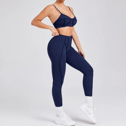 Hearuisavy 2025 New Style 2Pcs Sports Suit Women Workout Bra Suit Running Gym High Waist Legging Quick Dry Tight Yoga Clothing