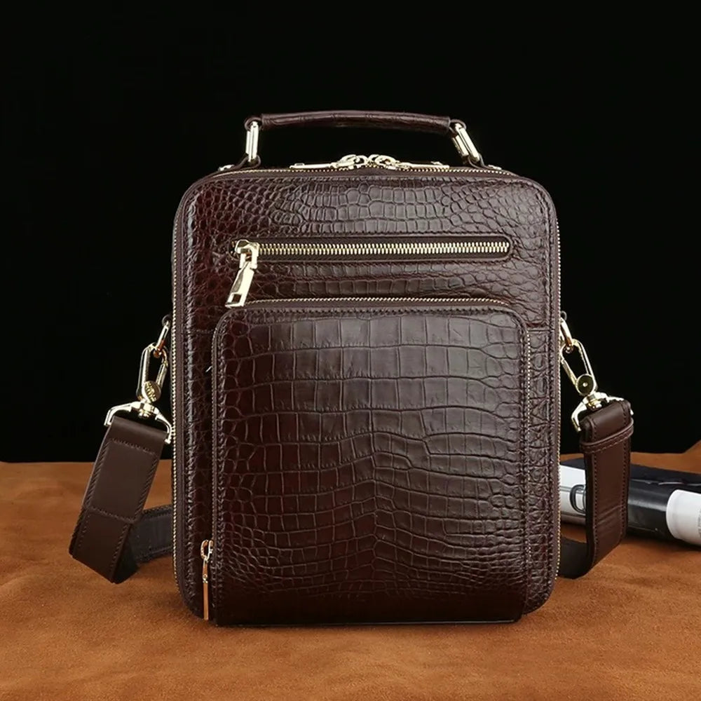 Real crocodile leather large-capacity men's handbag authentic crocodile leather business bag fashion men's shoulder bag