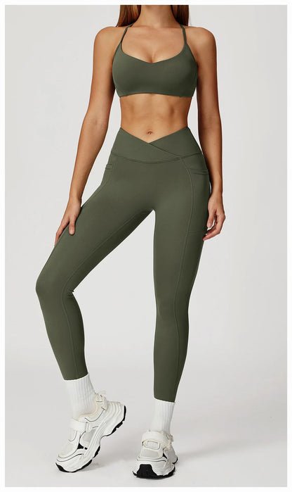 Women Sportswear Yoga Set 2PCS Sport Suit Gym Workout Clothes Women's Tracksuits Fitness Gym Vest High Waist Sports Leggings
