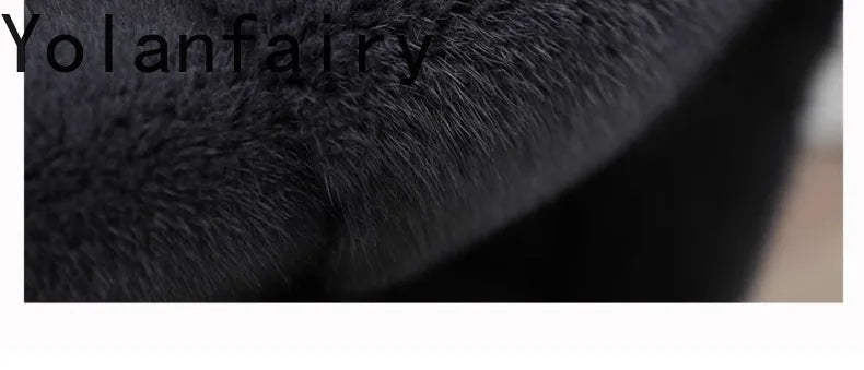 YOLANFAIRY Real Fur Coat Women Winter High Quality Mink Fur Jackets for Women Mid-length Natural Fur Coats Black Mink Jacket