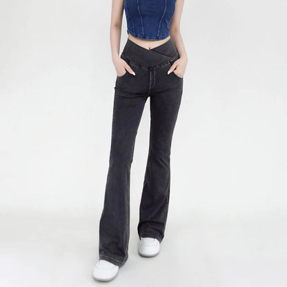 SOISOU Sexy Jeans For Women Leggings Yoga Pants Denim Bell-bottoms Soft Elastic Breathable High waist 4 Pockets Women's Pants
