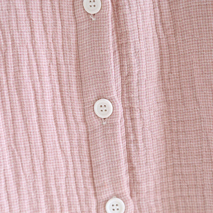 2026 Spring and Autumn New Couple Pajama Set 100% Pure Cotton Crepe Cloth Men's and Women's Stand up Neck Simple Home Clothing
