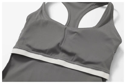 Custom LOGO women's beautiful back tight yoga set quick-drying high waist hip lift running fitness sports skirt 2-piece set