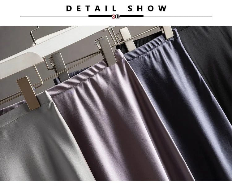 SuyaDream Silk Skirt for Woman 93%Silk 7%Spandex Solid A-line 2025 Spring Summer Chic Mid Skirts