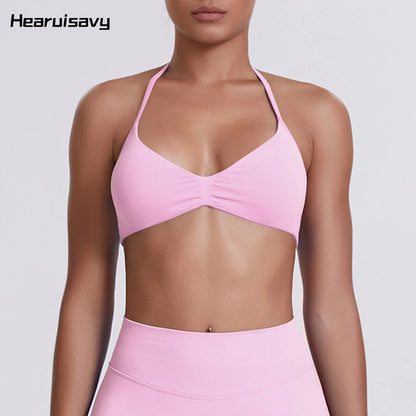 Hearuisavy Sports Bra Woman Gym Tops Sportswear Female Underwear Yoga Clothes Breathable Fitness Crop Top Push Up Workout Bras