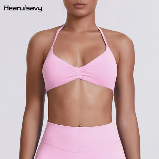 Hearuisavy Sports Bra Woman Gym Tops Sportswear Female Underwear Yoga Clothes Breathable Fitness Crop Top Push Up Workout Bras