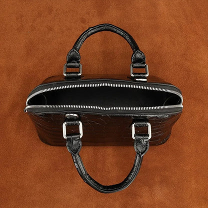 Genuine Crocodile Leather Women's Fashion Handbag, Real Crocodile Leather Zipper Shell Shoulder Bag, Crossbody Bag