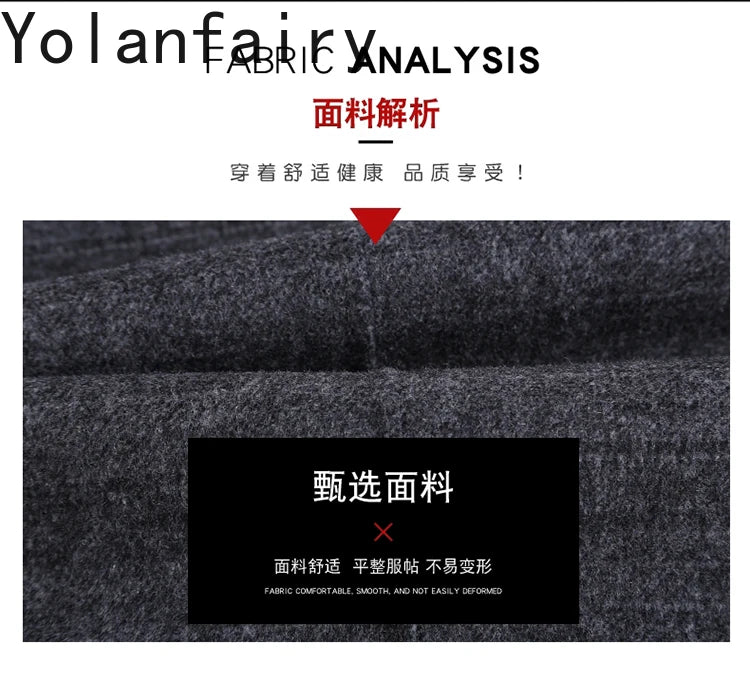YOLANFAIRY 100% Cashmere Jacket for Men 2025 Autumn Winter Mid-length Wool Coats Man Clothing Casual Business Men's Woolen Coat