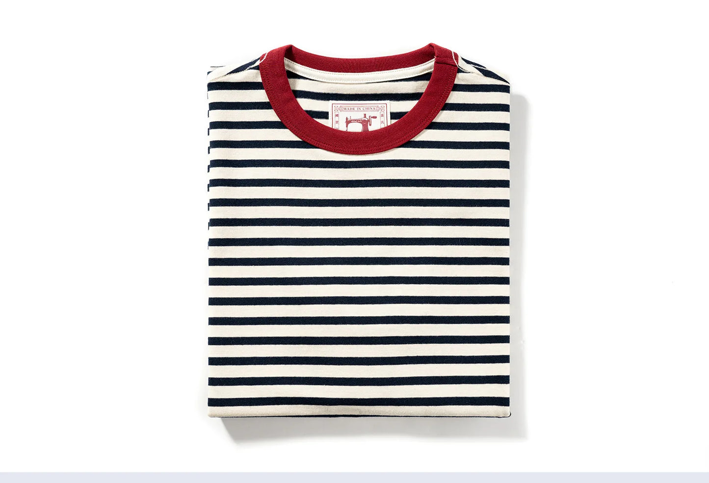Summer new pure cotton T-shirt men's American retro contrasting shirt versatile couple short sleeved T-shirt striped base shirt