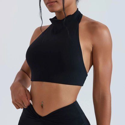 Halter Top Gym Vest Woman Backless Tank Tops Push Up Sport Bras Running Vest Workout Underwear With Chest Cushion Top Activewear
