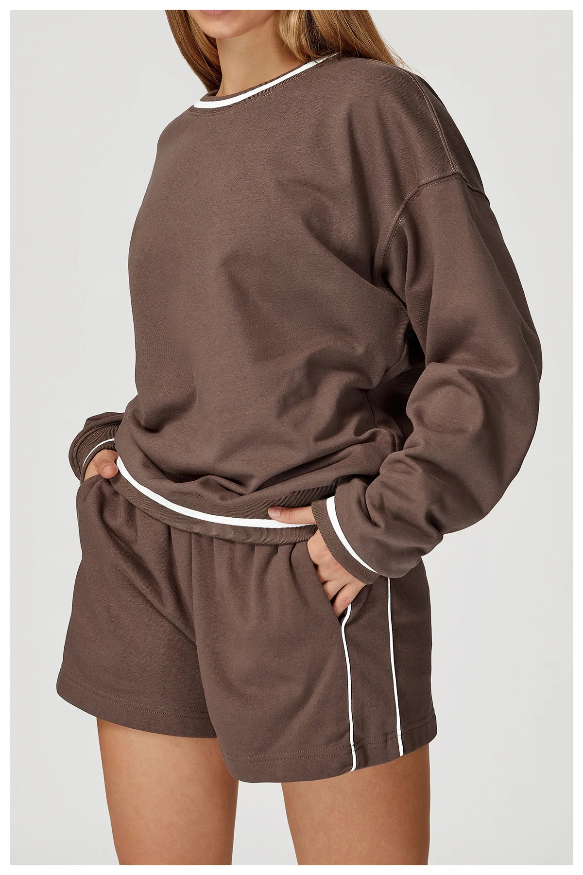Custom LOGO women's new casual sweater wide-leg trousers comfortable outdoor fashion sports jogging shorts cycling two-piece set