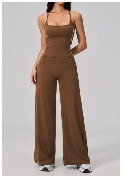 Yoga Pants Women High Waist Wide Leg Trousers Tummy Control Straight Workout Sports Pants Female Casual Fitness Bell-bottoms