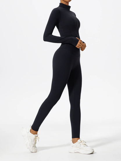 Hearuisavy Summer Ultra-Soft Fabrics 2Pcs Long Sleeve Gym Set Women Quick-Dry Yoga Clothes Workout Leggings Suit Sports Jackets