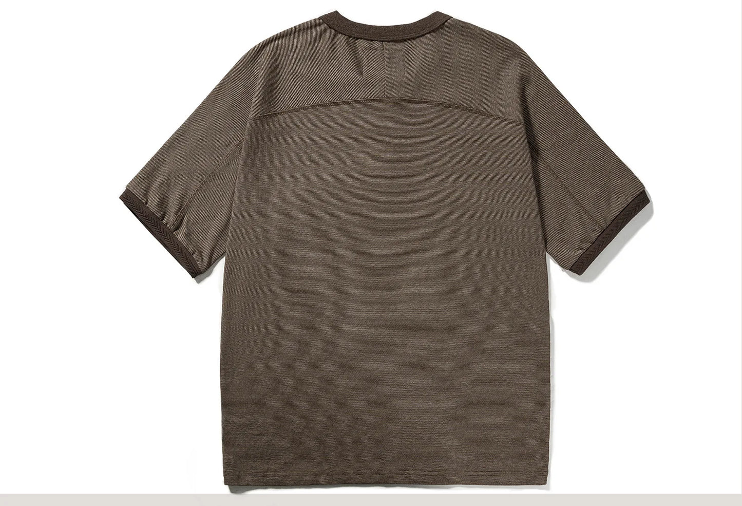 Men's American Retro T-shirt Heavyweight Loose Fit Short Sleeve Henry Collar Neutral Design Casual Loose Shirt