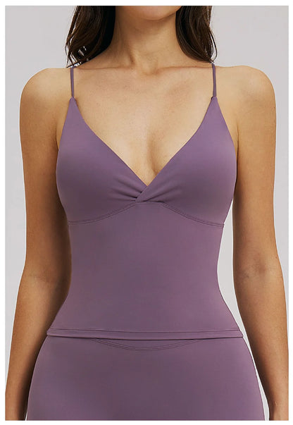 Women Sexy V Neck Yoga Bra Cross Back Strap Sports Underwear Shockproof Gym Workout Vest Female Solid Sports Fitness Underwear