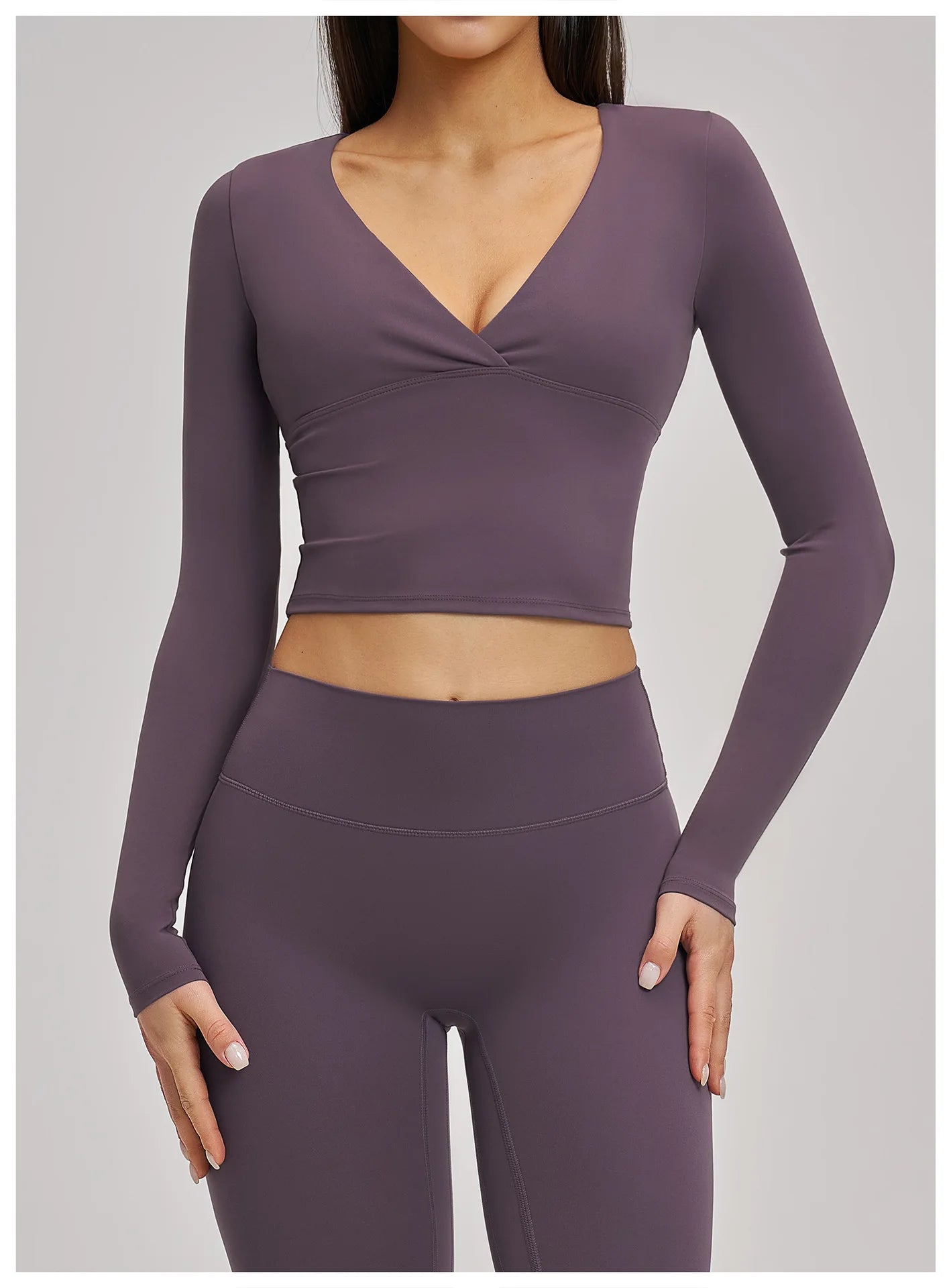 Deep-V Yoga Long Sleeve Solid Sports T-shirts Women's Gym Workout Shirts Sexy Quick Dry Fitness Long Sleeve Female Yoga Shirts