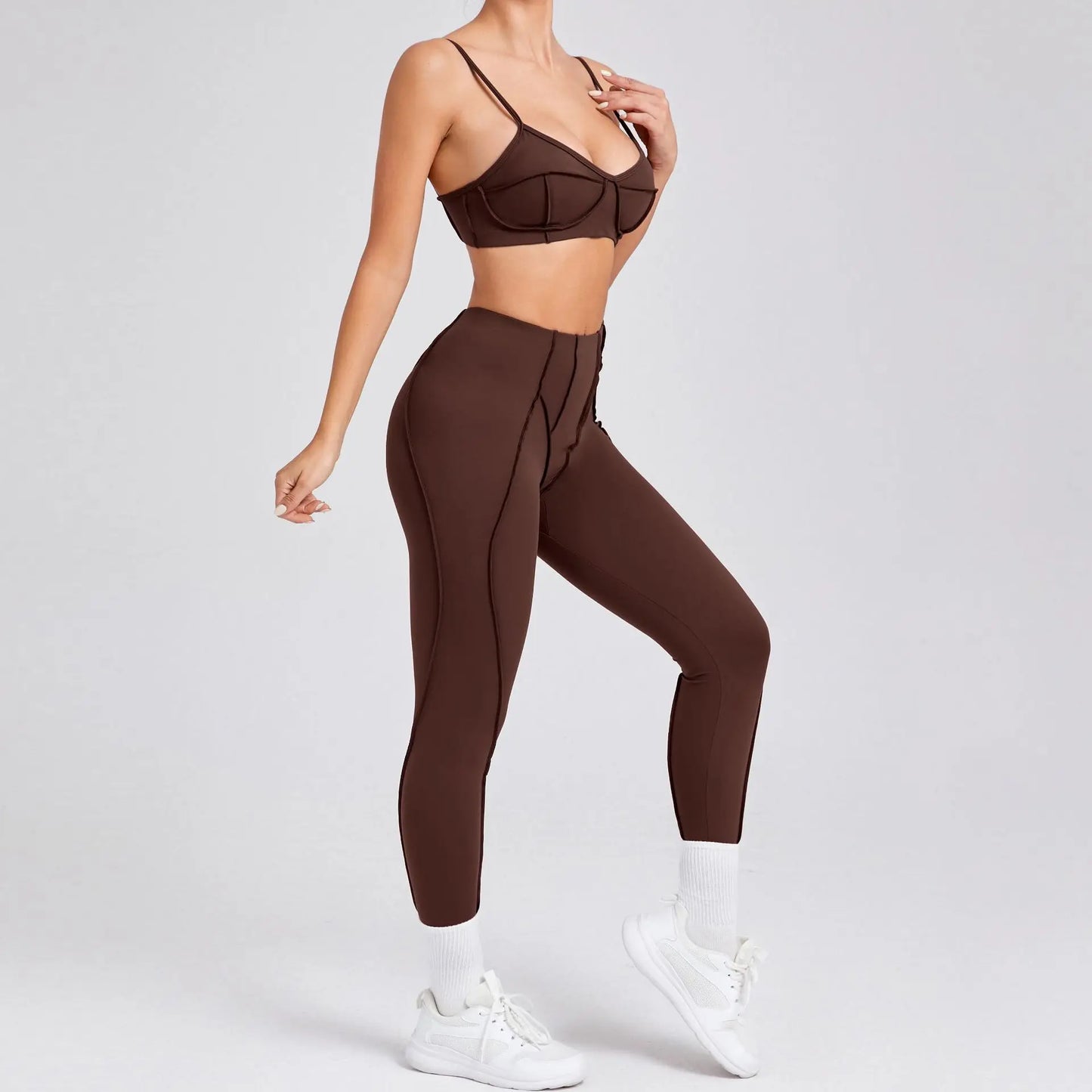 Hearuisavy 2025 New Style 2Pcs Sports Suit Women Workout Bra Suit Running Gym High Waist Legging Quick Dry Tight Yoga Clothing