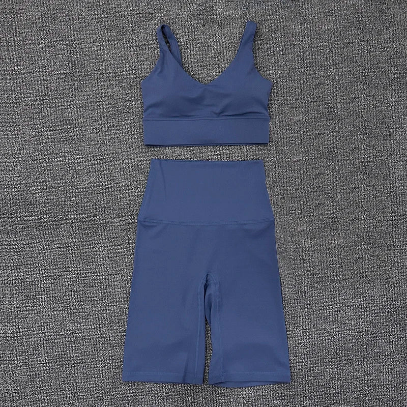 SOISOU Nylon Short Sets Womens Clothing Sports Bra Cycling Shorts Workout Set Women's Tracksuit Gym Yoga Sexy Outfit Women 2023