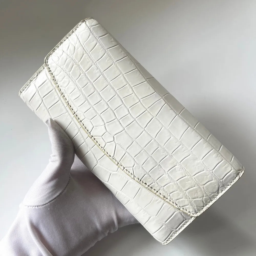 Exotic style real crocodile leather women's large three-fold wallet real crocodile leather women's long handbag card bag