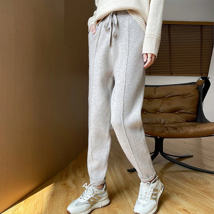 DjzDsm Women's Skinny Pants 100% Merino Wool for Spring And Autumn Comfortable Fit Casual Trousers Center Pants