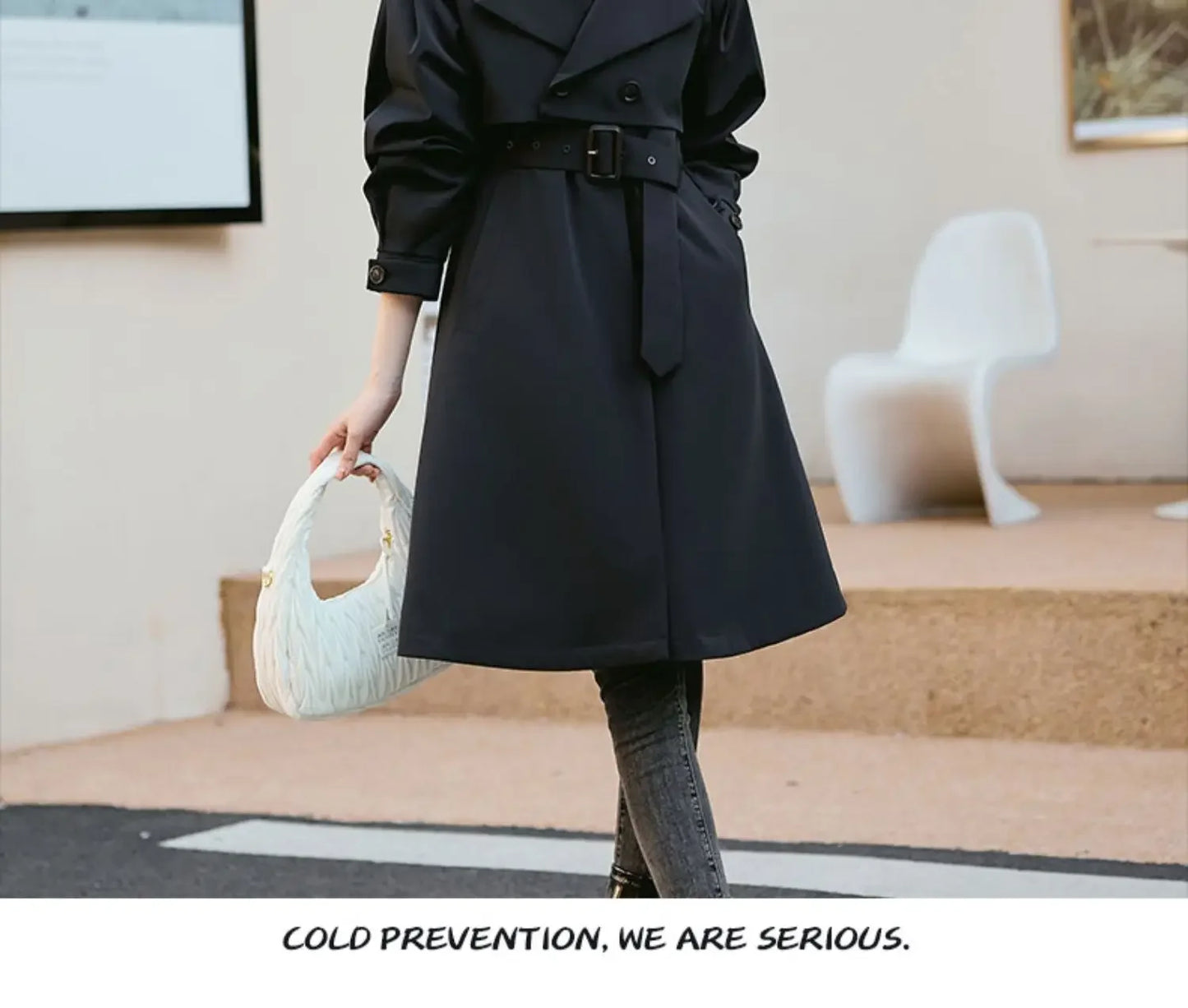 YOLANFAIRY Women's Fur Coat Women Real Fur Rex Rabbit Parkas Female Windbreaker Medium Long Work Clothes Waist Winter Coat FCY39