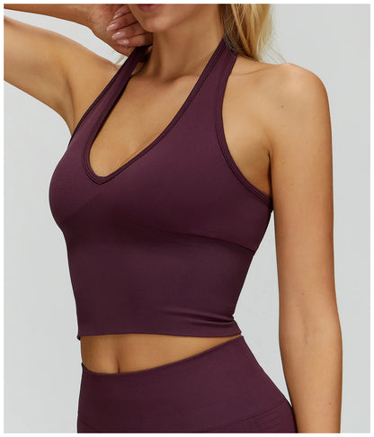 Sexy Seamless Sports Bras Halter Yoga Bra Women Fitness Gym Top Shockproof Running Workout Fast Dry Underwear Female Yoga Vest