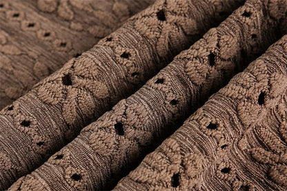 2026 New Hawaiian Vacation Style Maillard Jacquard Hollow Out Cuban Collar Short Sleeved Shirt Loose Five Quarter Sleeved Shirt
