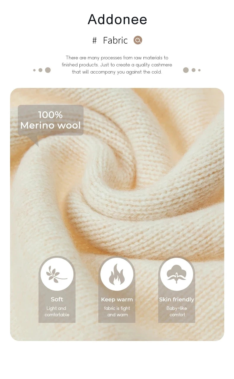 Autumn Winter Fashion Basic Women 100% Merino Wool Wide Leg Pants  Simple Style Cashmere Knitted Trousers Loose Casual Pants