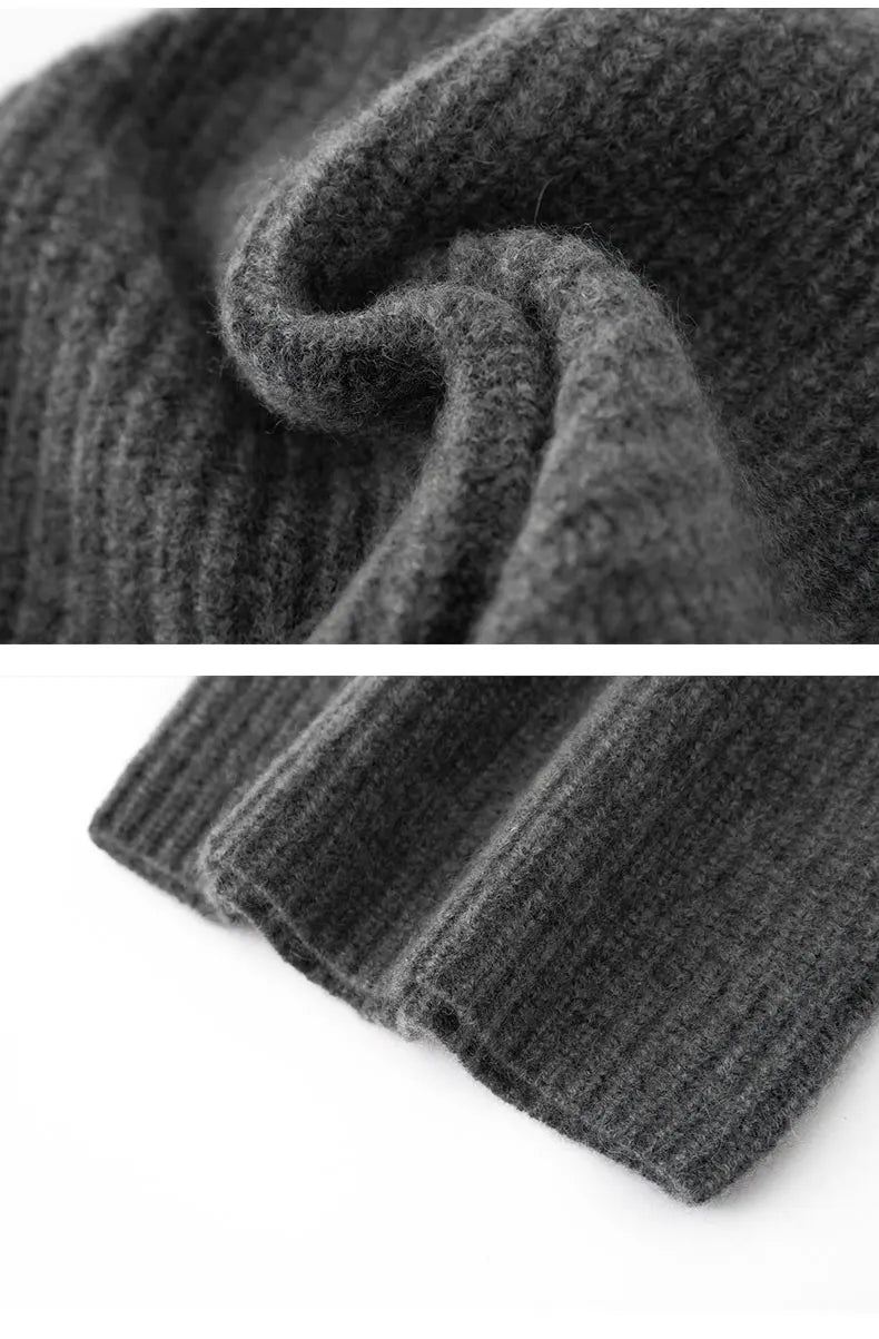 DjzDsm New Autumn/Winter Men's High-end 100% Goat Cashmere Pullover Hat With Elastic Knitted Warm Hat