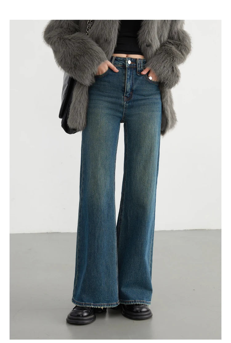 CHIC VEN Women Jeans New High Waist Flare Denim Pants Micro Elastic Woman Trousers Horseshoe Pant Female Autumn Winter 2023