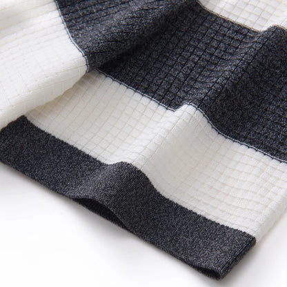 Men's 100% Lyocell POLO Collar Striped T-Shirt Knit Pullover Summer New Bussiness Casual Half-zip Short-sleeved Jumper Menswear