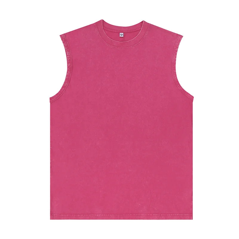 Customized Vest Street Fashion Sleeveless T-shirt Embroidery Logo 100% Cotton Shirt Printing Brand Sleeveless Vest Design
