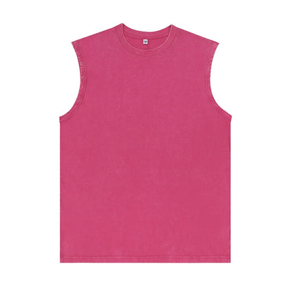 Customized Vest Street Fashion Sleeveless T-shirt Embroidery Logo 100% Cotton Shirt Printing Brand Sleeveless Vest Design