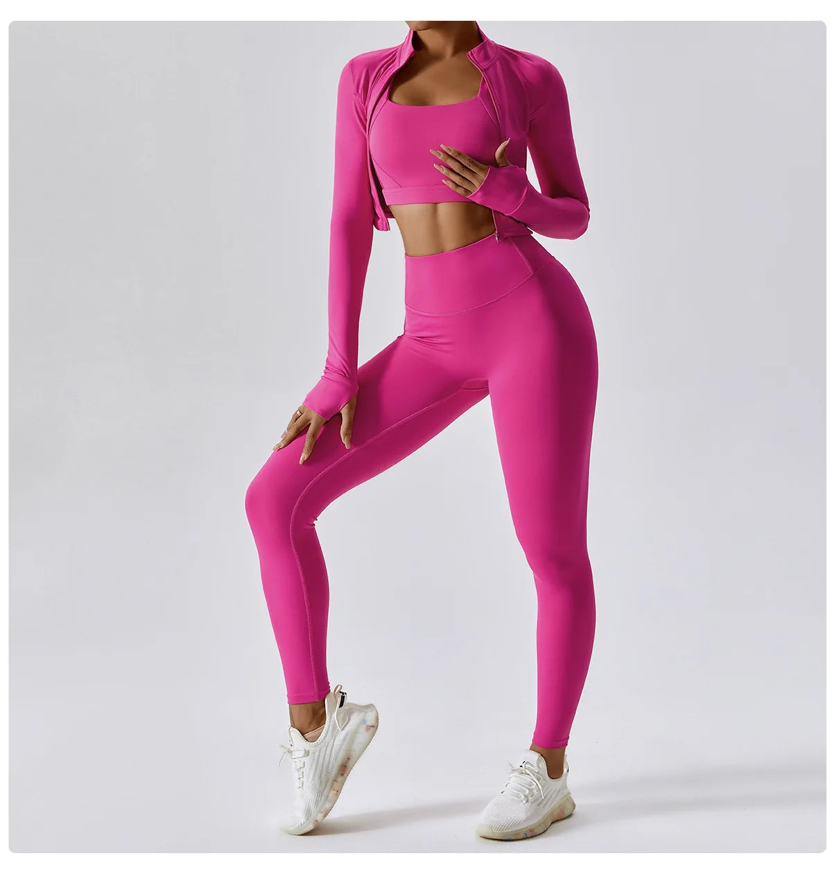 3PCS Yoga Set Gym Clothes 2 PCS Sportswear Women Yoga Suits Fitness Set women's Tracksuits Sports Jacket Long Sleeve Gym Legging