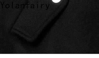 YOLANFAIRY 2025 Light Luxury 95% Wool 5% Cashmere Coats for Men Fashion Woolen Jacket Man Clothing Detachable Lapel Wool Coat