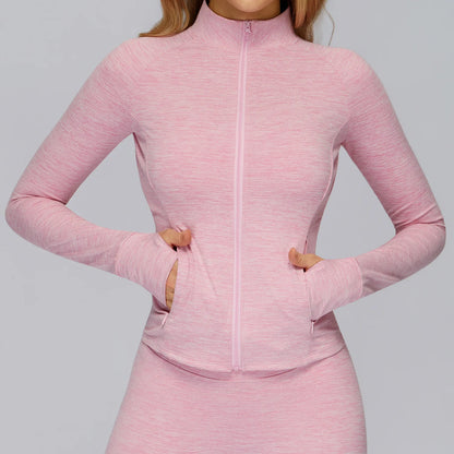 Zip Fitness Clothes Women Long Sleeve Sports Jacket Gym Clothes Woman Yoga Shirt Quick Dry Top Sunscreen Sportswear Yoga Clothes