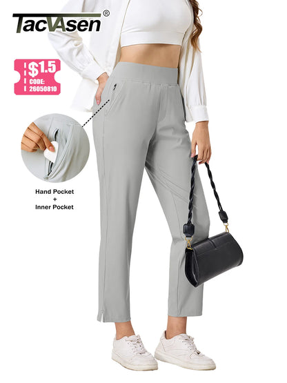 TACVASEN UPF 50+ Golf Pants Women's Lightweight Quick Dry Stretch Pants High Waisted Work Athletic Casual Pants 5 Pockets