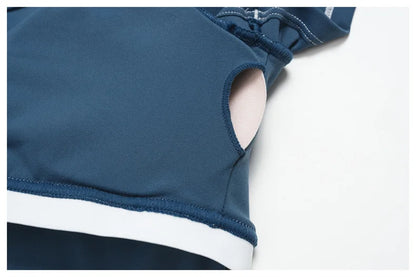 TRY TO BN 2 Pieces Women's Tracksuit Yoga Short Sleeves Top Sets High Waist Shorts Contrasting Color Running Fitness Gym Clothes