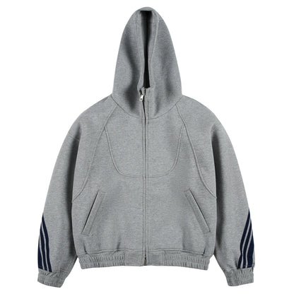 Akkad Kuti 2026 New Heavyweight Retro Japanese Sle Striped Patchwork Hoodie Ex Loose Fit Casual Sweater Thi Cotton Fabric
