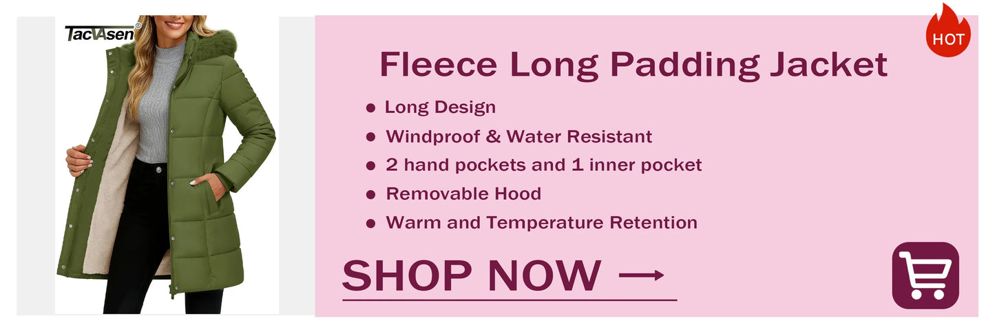 TACVASEN Full Zip Up Hooded Puffer Jacket Womens Winter Quilted Warm Coats Casual Windbreaker Padded Lightweight Outdoor Outwear