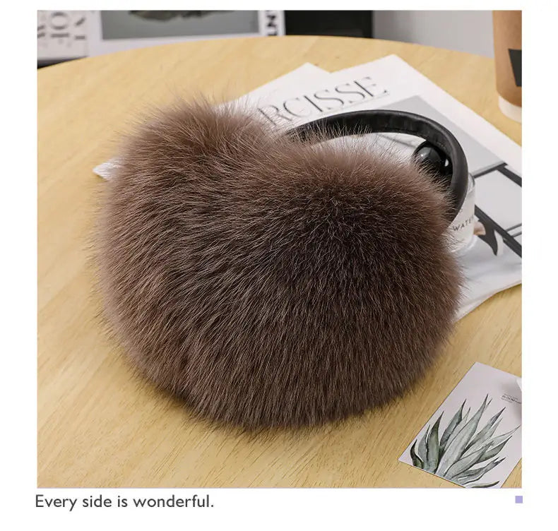 New Arrival Women 100% Real Fox Fur Ear Cover Plush Genuine Fox Fur Earmuff Winter Lady Big Pompoms Fox Fur Fluffy Earmuffs Warm