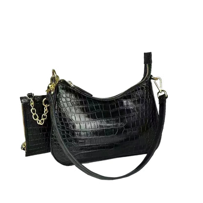 Authentic crocodile leather women's armpit bag genuine crocodile leather women's handbag fashion shoulder bag wallet