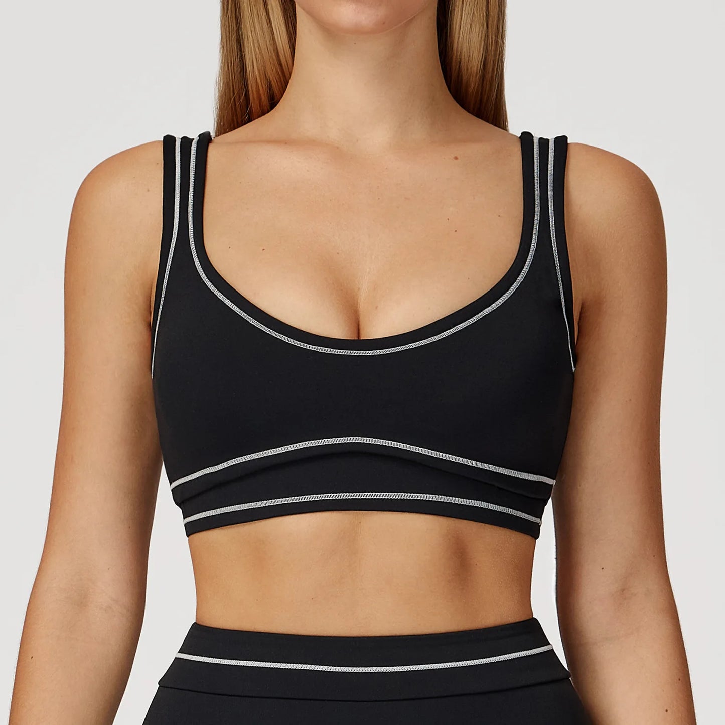 Color Contrast Yoga Bra Women Breathable Gym Fitness Bra Shockproof Sports Underwear Female Workout Bra Push Up Cycling Crop Top