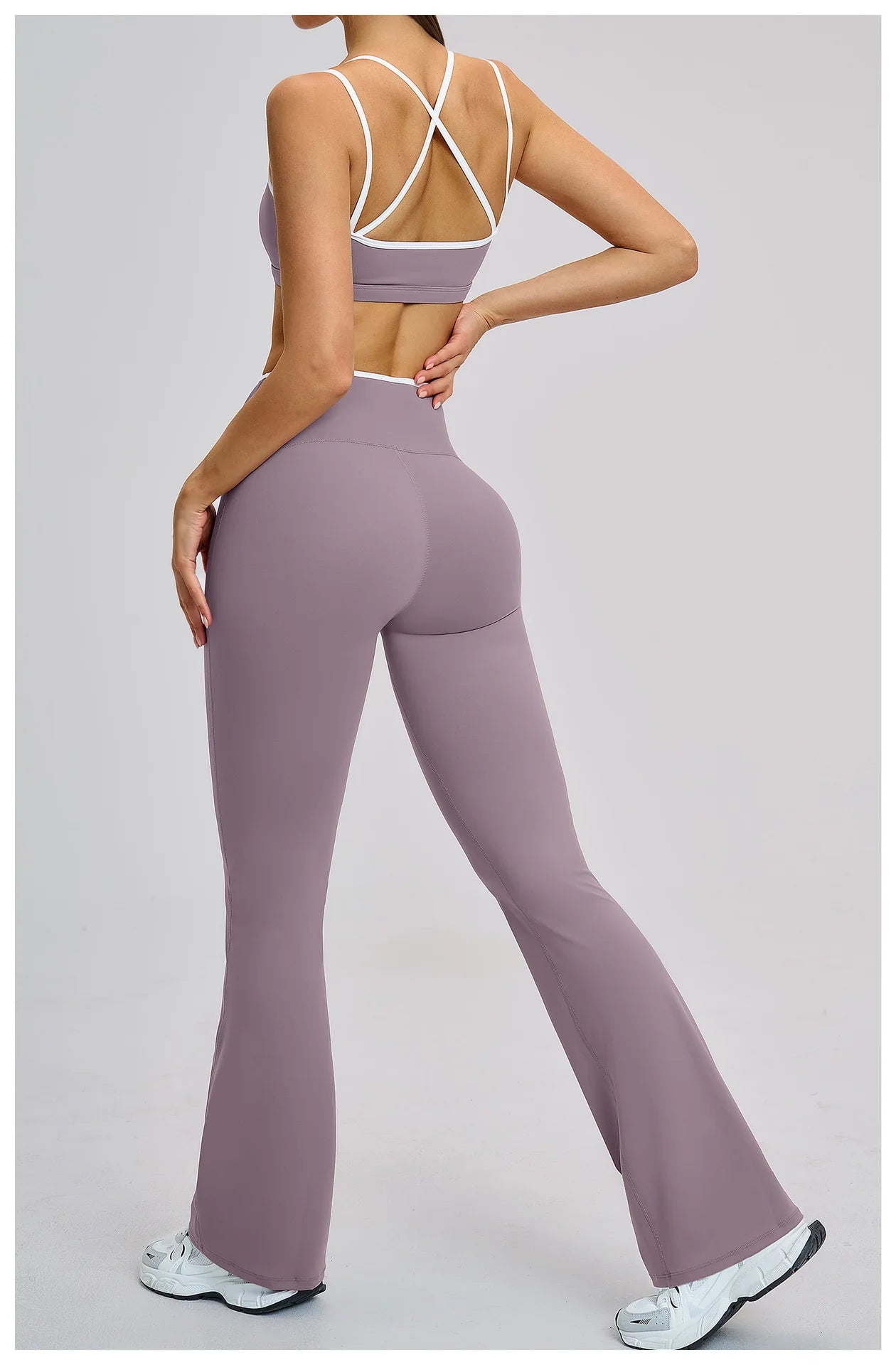 2PCS Workout Clothes Wide Leg Pant Yoga Suits Solid Color Bra Sports Set Gym Tracksuits Female Quick Dry Fitness Suit Sports Set